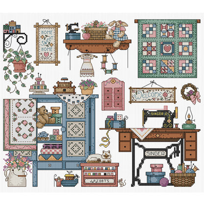 Love Sewing - 14CT Stamped Cross Stitch 41*36CM (Joy Sunday)