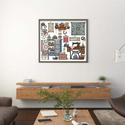 Love Sewing - 14CT Stamped Cross Stitch 41*36CM (Joy Sunday)