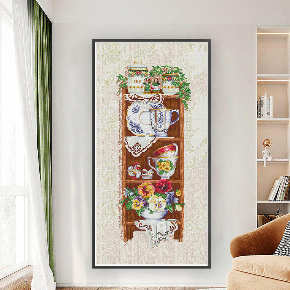 Museum Cabinet - 14CT Stamped Cross Stitch 41*81CM (Joy Sunday)