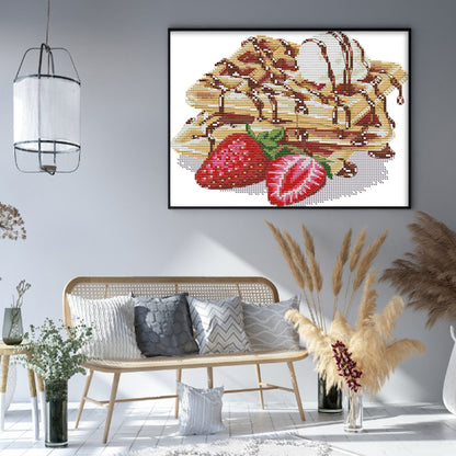 Strawberry Waffles - 14CT Stamped Cross Stitch 27*21CM (Joy Sunday)
