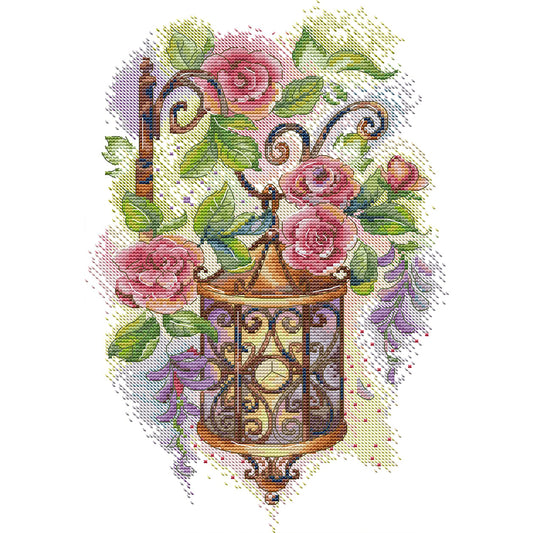 Flower Street Lamp - 14CT Stamped Cross Stitch 27*38CM (Joy Sunday)