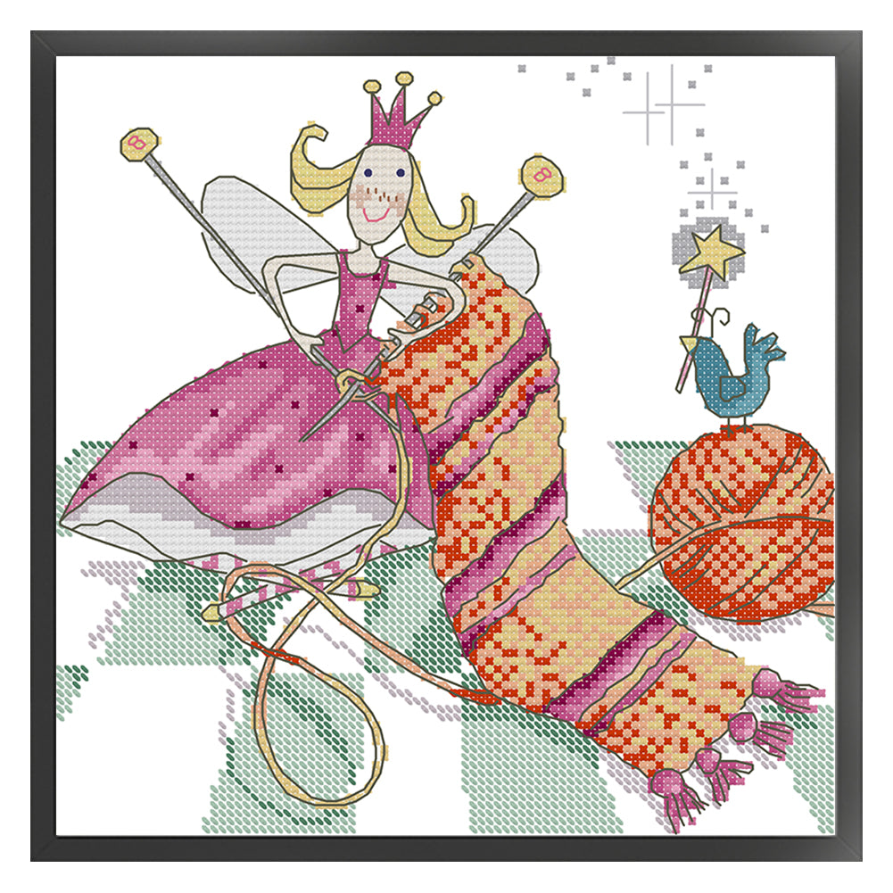 Knitting Scarf - 14CT Stamped Cross Stitch 22*22CM (Joy Sunday)