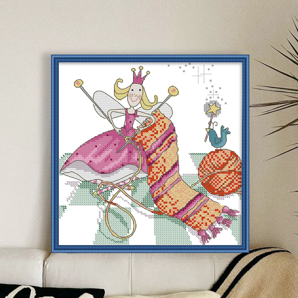 Knitting Scarf - 14CT Stamped Cross Stitch 22*22CM (Joy Sunday)