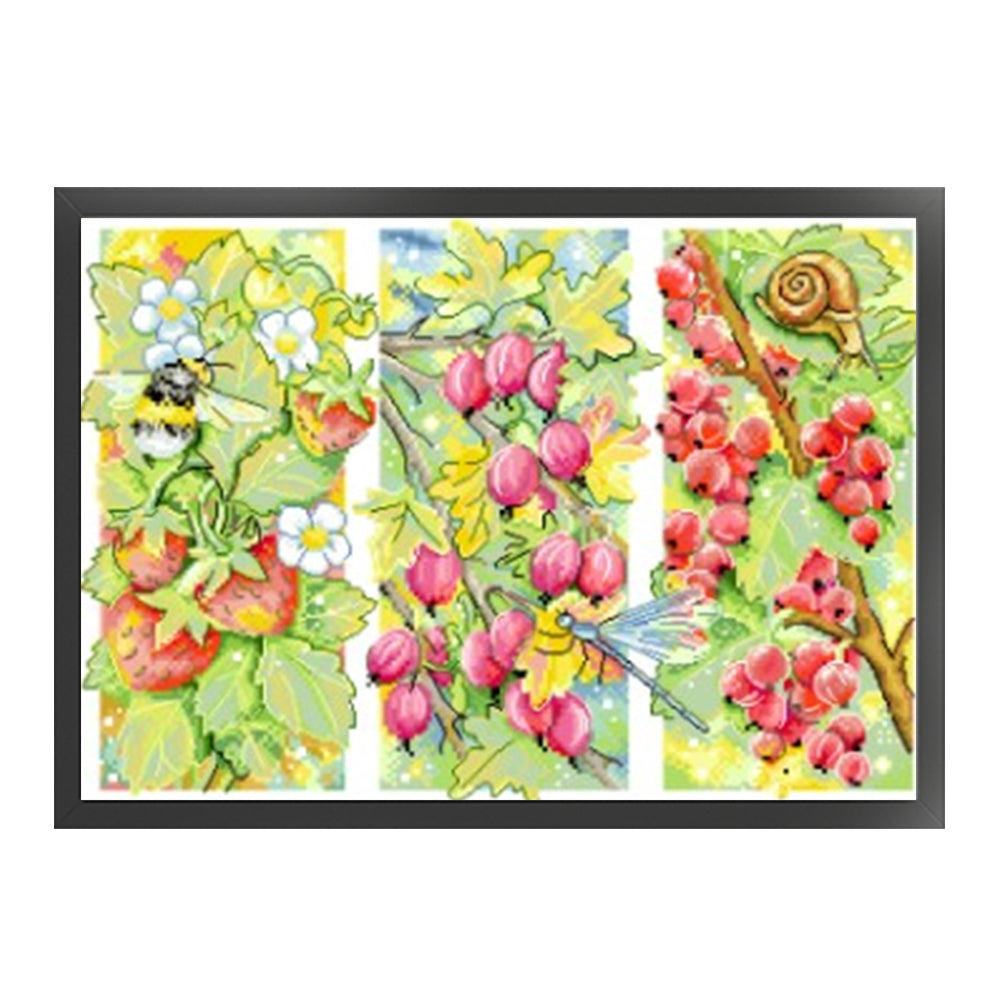 Bee-Snail-Berry - 14CT Stamped Cross Stitch 44*32CM (Joy Sunday)
