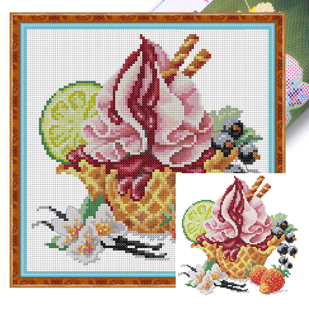 Vanilla Ice Cream - 14CT Stamped Cross Stitch 22*22CM (Joy Sunday)