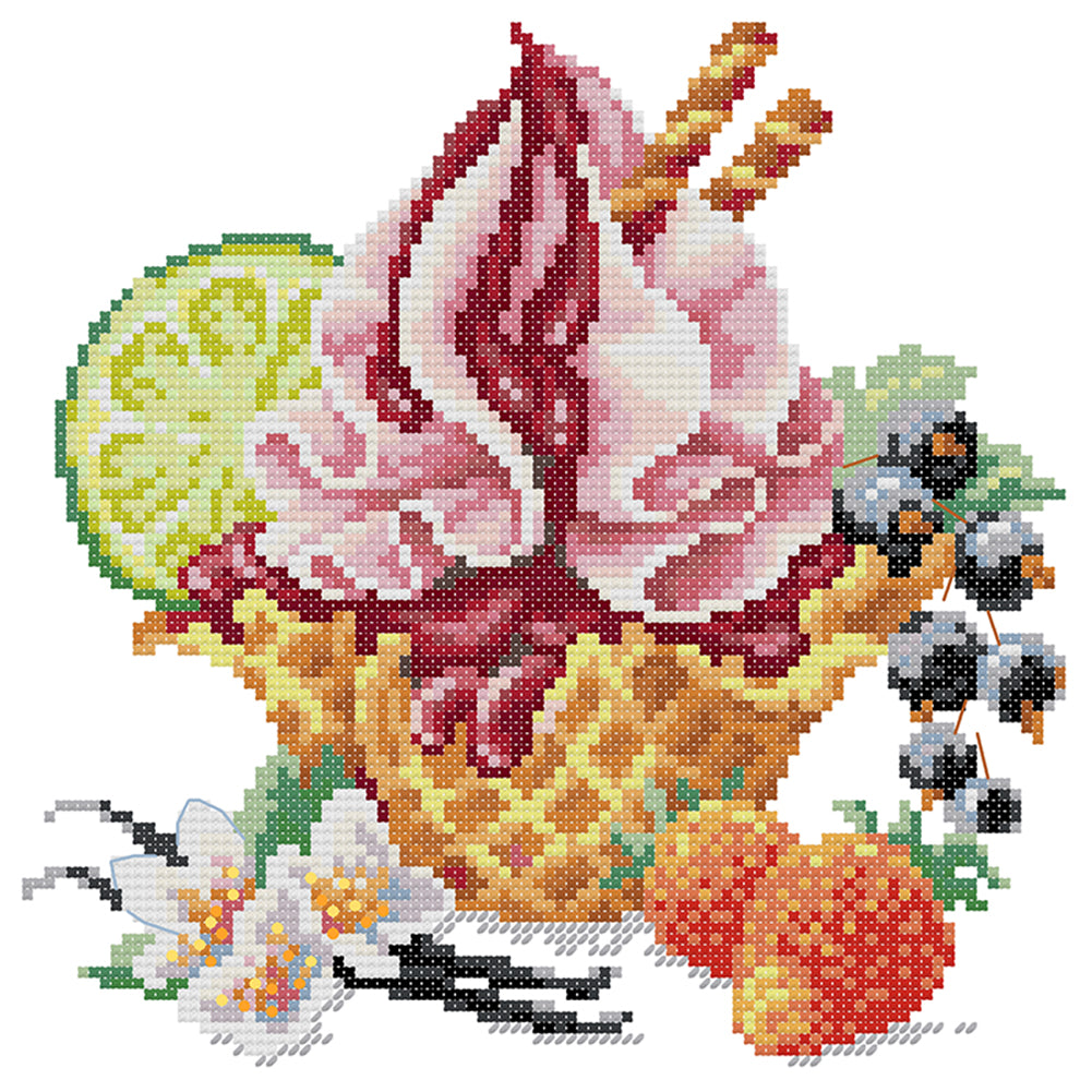 Vanilla Ice Cream - 14CT Stamped Cross Stitch 22*22CM (Joy Sunday)