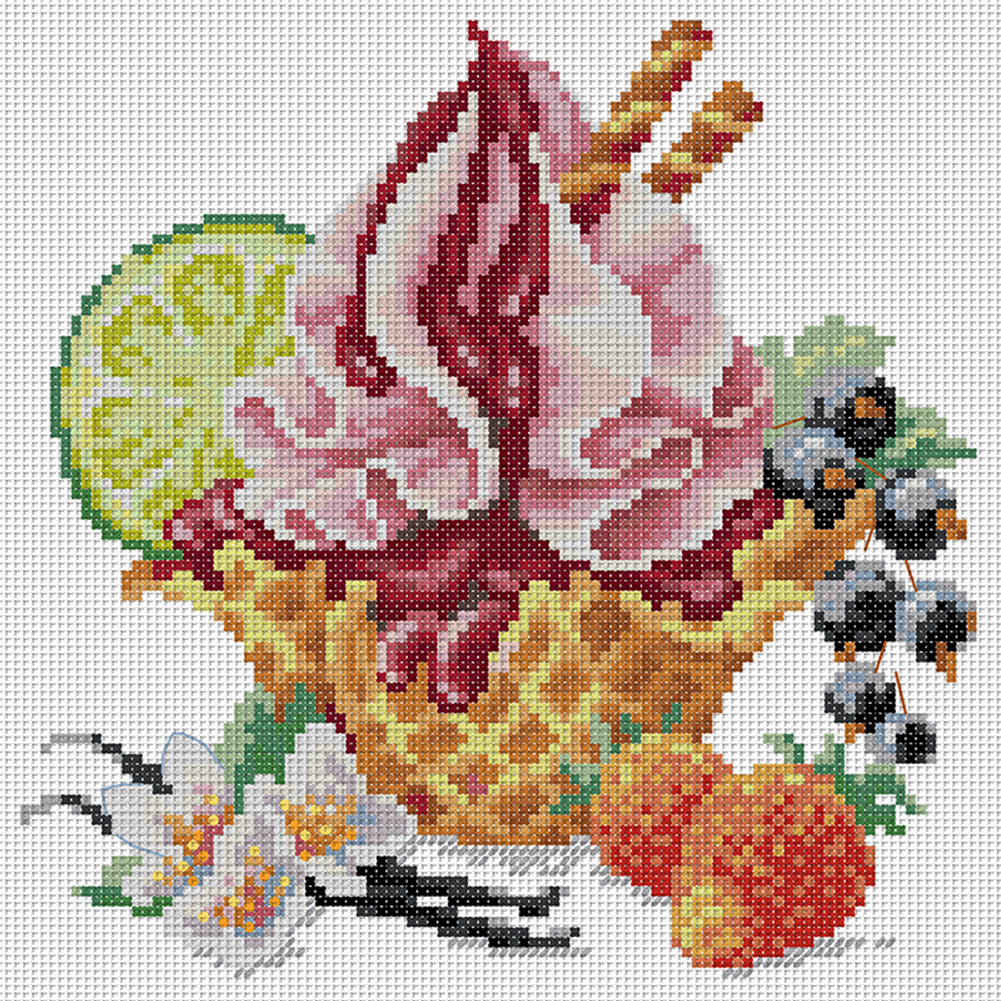 Vanilla Ice Cream - 14CT Stamped Cross Stitch 22*22CM (Joy Sunday)