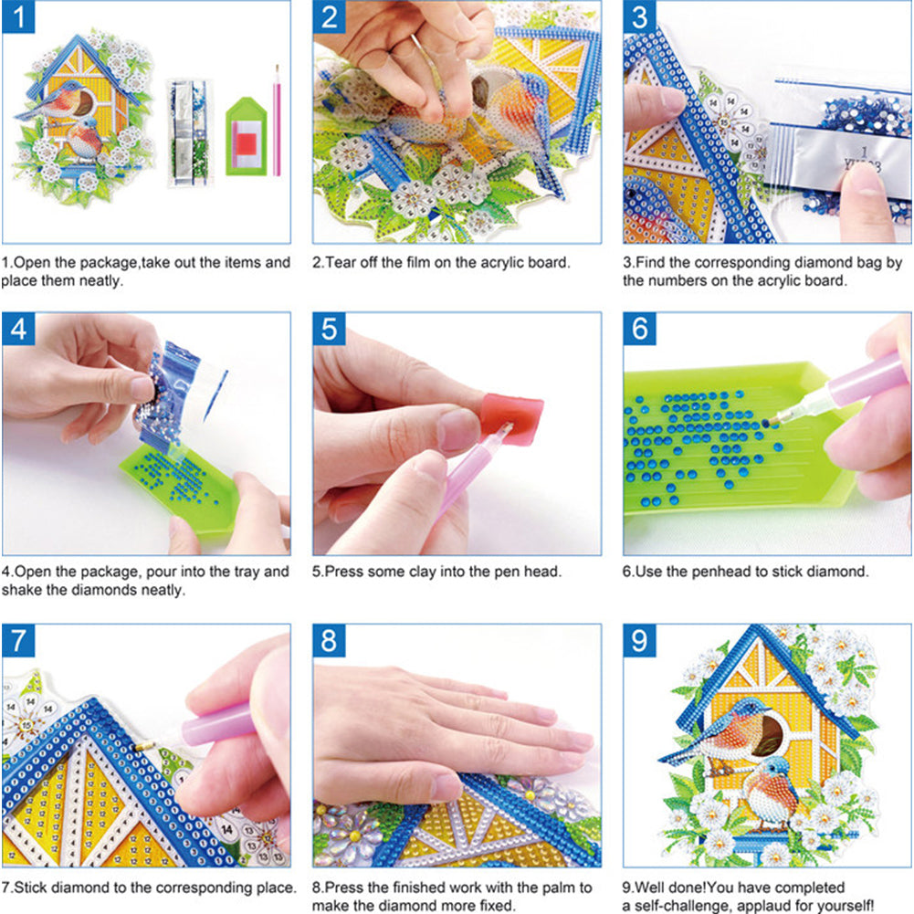2D Flat Acrylic Wall Decor Vase Diamond Painting Kit Home Wall Decoration Crafts