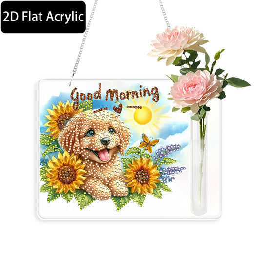 2D Flat Acrylic Wall Decor Vase Diamond Painting Kit Home Wall Decoration Crafts