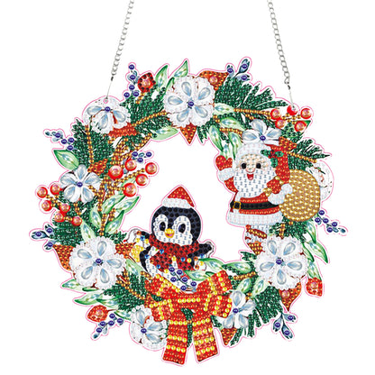 4pcs Xmas Theme 2D Flat DIY Hanging Diamond Art Kits Home Wall Decoration Crafts