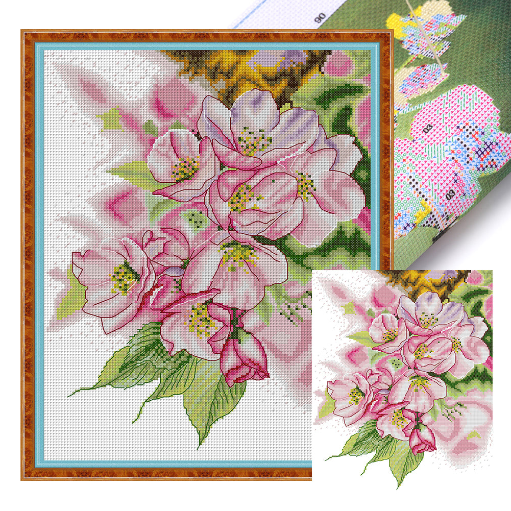 Colorful Magnolia - 14CT Stamped Cross Stitch 30*38CM (Joy Sunday)