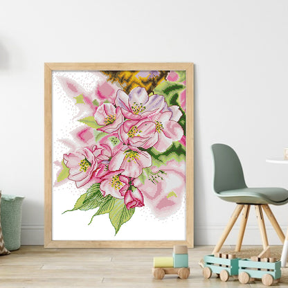 Colorful Magnolia - 14CT Stamped Cross Stitch 30*38CM (Joy Sunday)