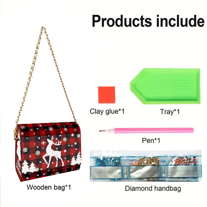 DIY Diamond Art Wooden Coin Pouch 5D Diamond Painting Crystal Rhinestone Purse