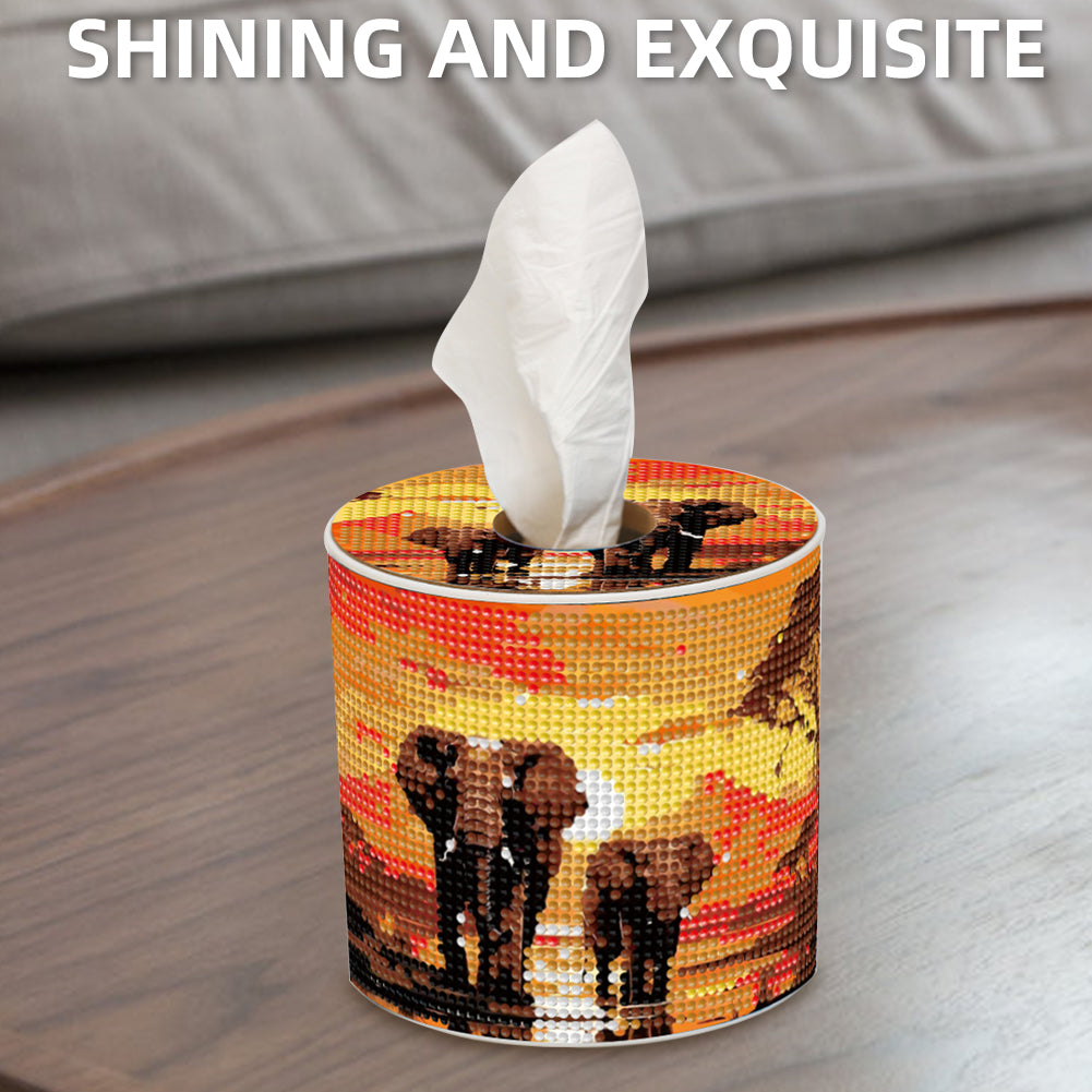 African Elephant DIY Diamond Painting Handmade Tissue Holder Crystal Tissue Box
