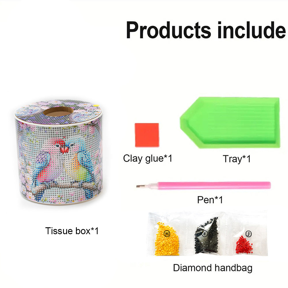 Lovebird DIY Diamond Painting Handmade Tissue Holder Rhinestones Tissue Box
