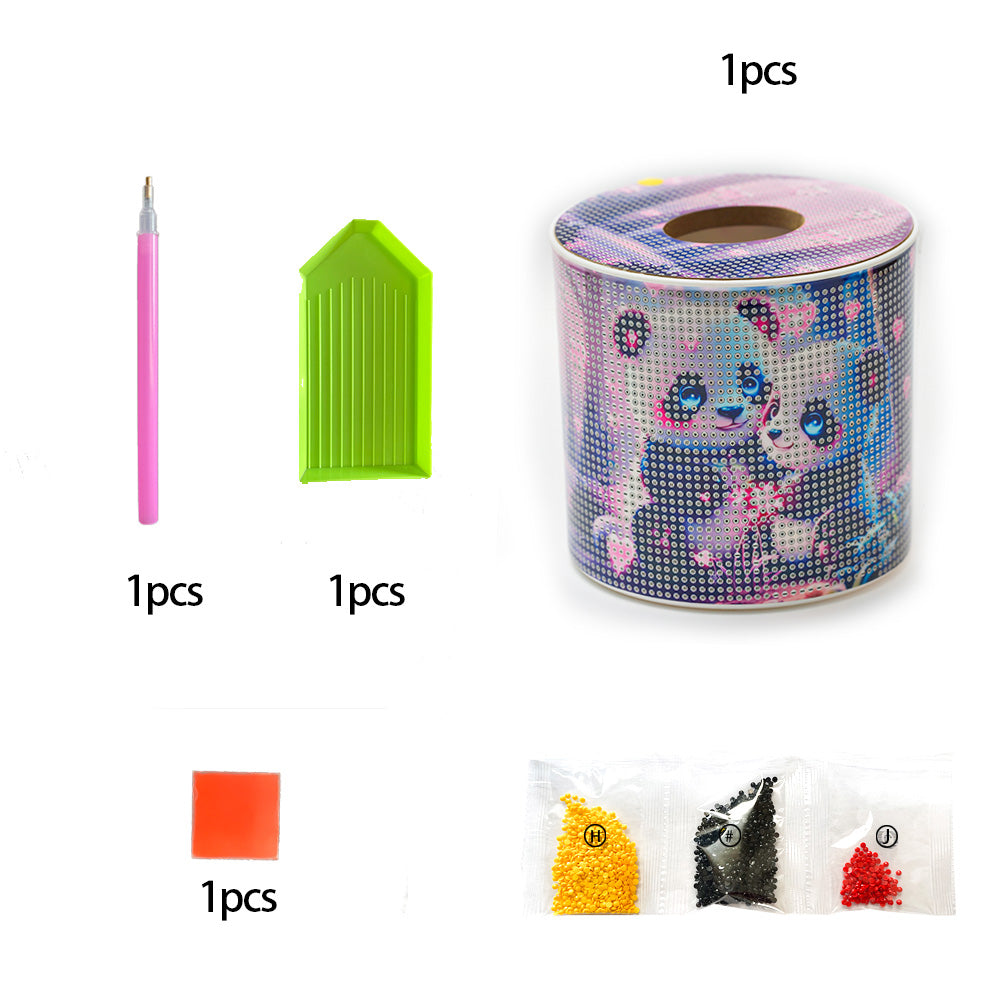 Panda DIY Diamond Painting Handmade Tissue Holder Rhinestones Crystal Tissue Box