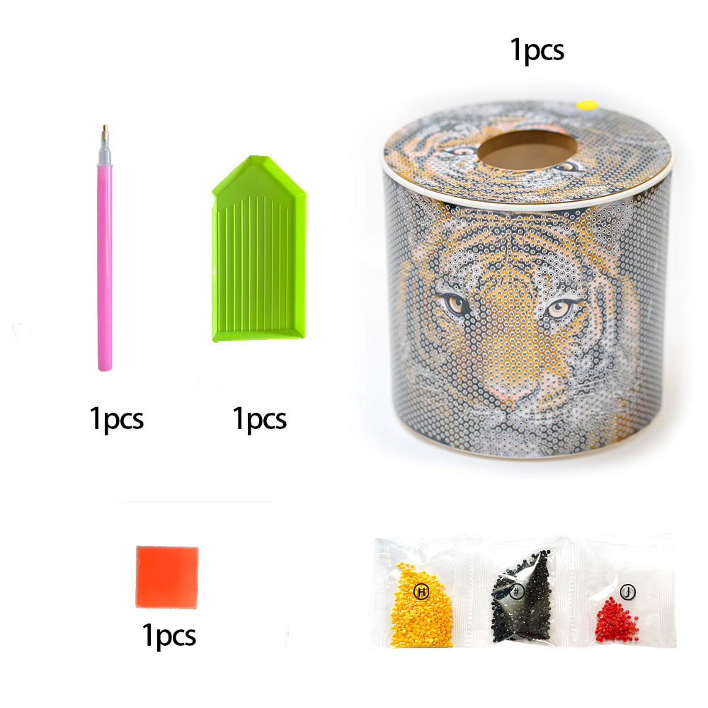 Tiger DIY Diamond Painting Handmade Tissue Holder Rhinestones Crystal Tissue Box