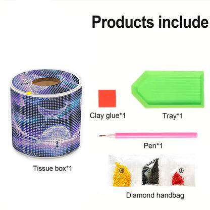 Whale DIY Diamond Painting Handmade Tissue Holder Rhinestones Crystal Tissue Box