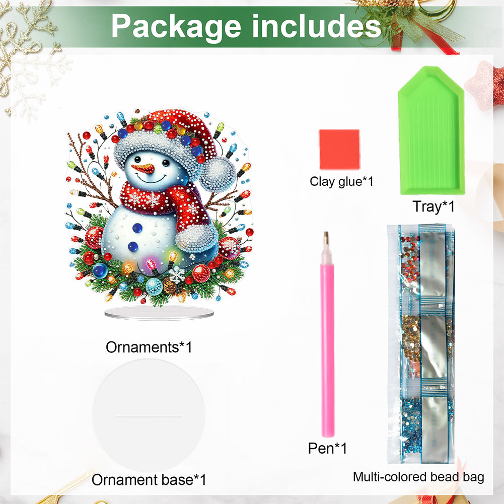 2D Flat Print Xmas DIY Acrylic Desktop Diamond Art Kits Bedroom Table Decoration