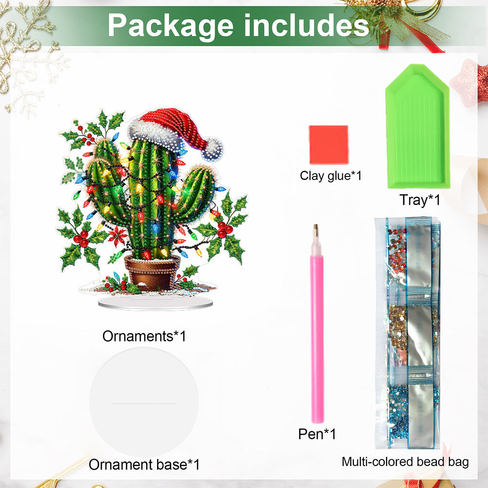 2D Flat Print Xmas DIY Acrylic Desktop Diamond Art Kits Bedroom Table Decoration