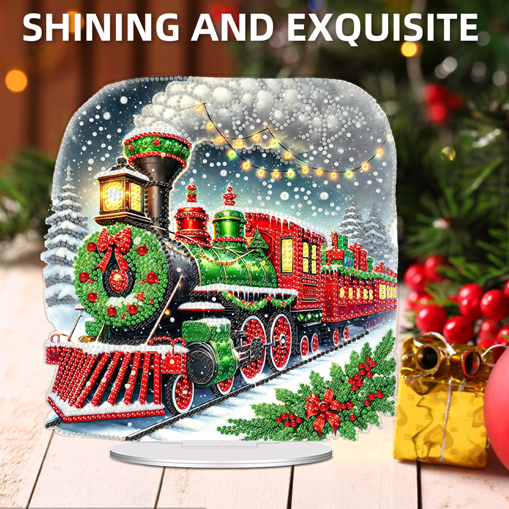 2D Flat Print Xmas DIY Acrylic Desktop Diamond Art Kits Bedroom Table Decoration