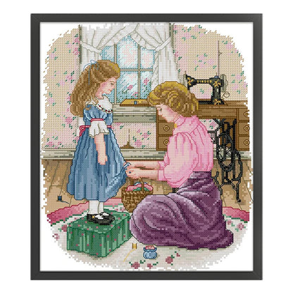 Daughter'S New Dress - 14CT Stamped Cross Stitch 28*33CM (Joy Sunday)