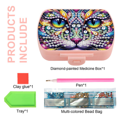 2Pcs 5D DIY Animal Theme Diamond Art Pill Storage Case Rhinestone Pill Organizer