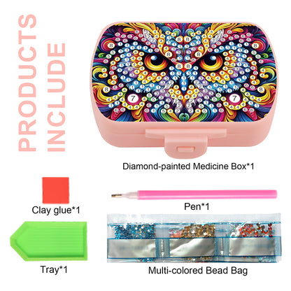 2Pcs 5D DIY Animal Theme Diamond Art Pill Storage Case Rhinestone Pill Organizer
