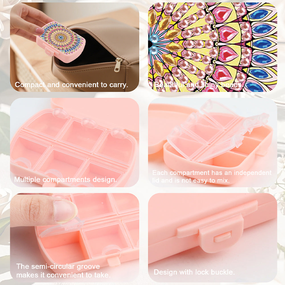 2Pcs 5D DIY Animal Theme Diamond Art Pill Storage Case Rhinestone Pill Organizer