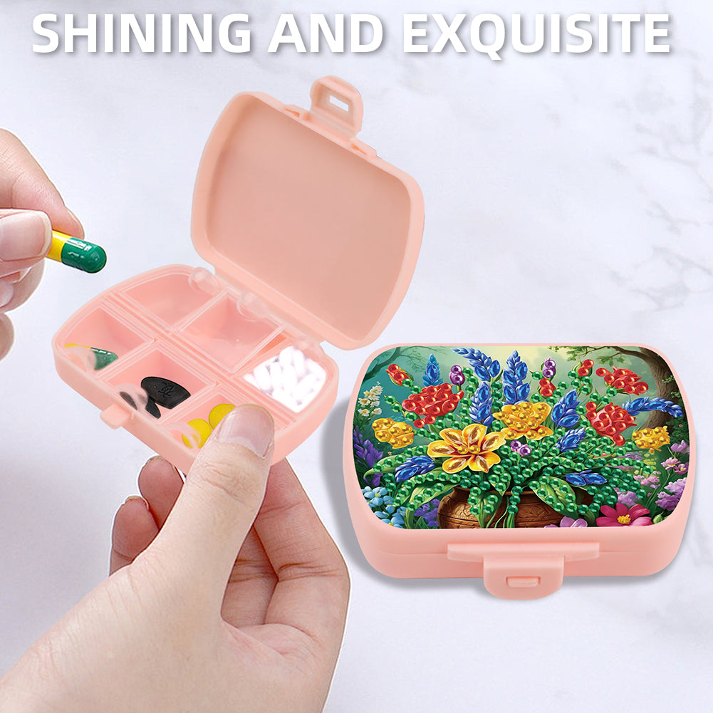 2Pcs 5D DIY Animal Theme Diamond Art Pill Storage Case Rhinestone Pill Organizer