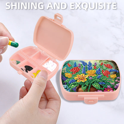 2Pcs 5D DIY Animal Theme Diamond Art Pill Storage Case Rhinestone Pill Organizer
