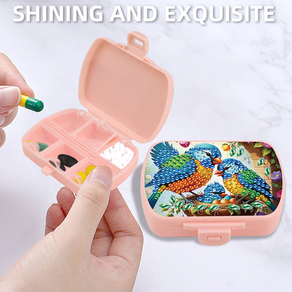 2Pcs 5D DIY Animal Theme Diamond Art Pill Storage Case Rhinestone Pill Organizer