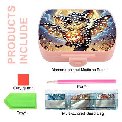 2Pcs 5D DIY Animal Theme Diamond Art Pill Storage Case Rhinestone Pill Organizer