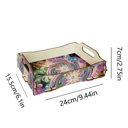 DIY Diamond Painted Dining Plate with Handle Wooden Food Tray Home Decor Gift