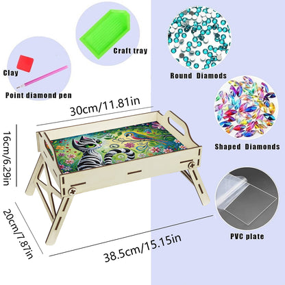 DIY Diamond Painted Dining Plate with Handle Wooden Food Tray Home Decor Gift