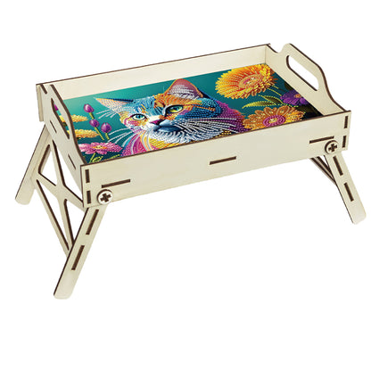 DIY Diamond Painted Dining Plate with Handle Wooden Food Tray Home Decor Gift