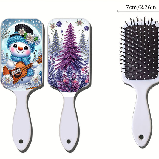 2pcs Crystal Diamond Hair Brush DIY Craft Supplies Crystal Air Cushion for Women