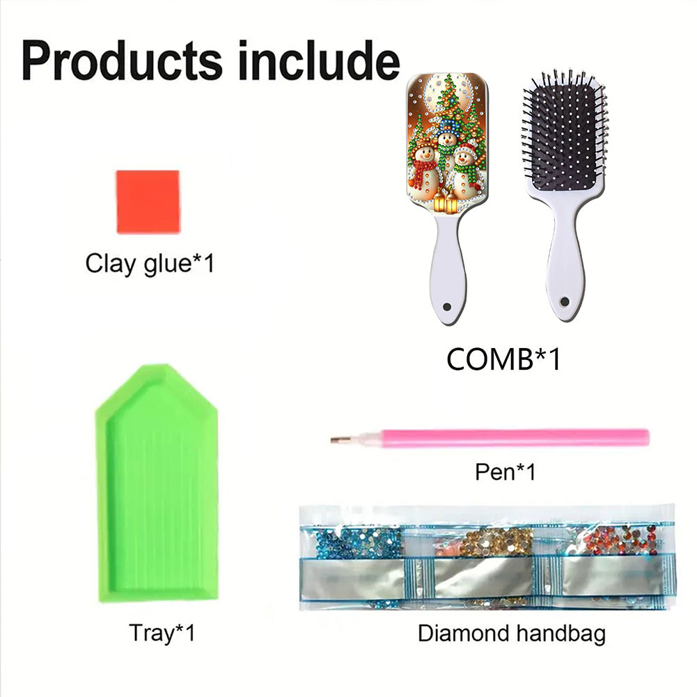 2pcs Crystal Diamond Hair Brush DIY Craft Supplies Crystal Air Cushion for Women