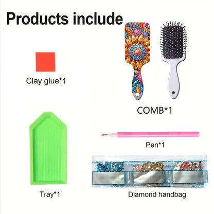 2pcs Crystal Diamond Hair Brush DIY Craft Supplies Crystal Air Cushion for Women
