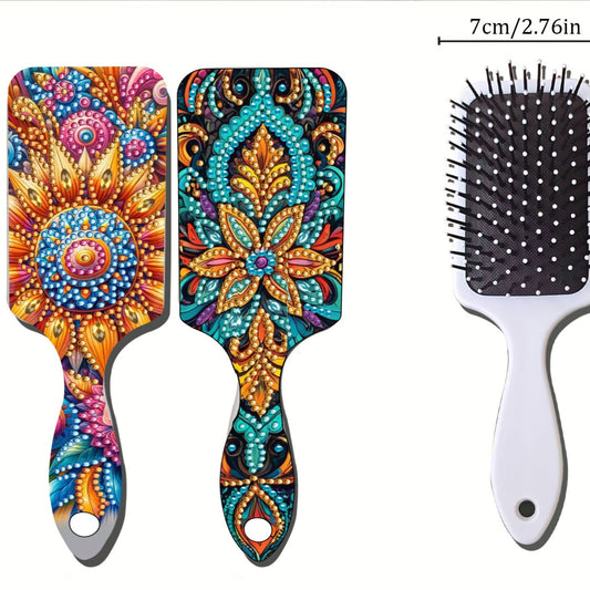 2pcs Crystal Diamond Hair Brush DIY Craft Supplies Crystal Air Cushion for Women