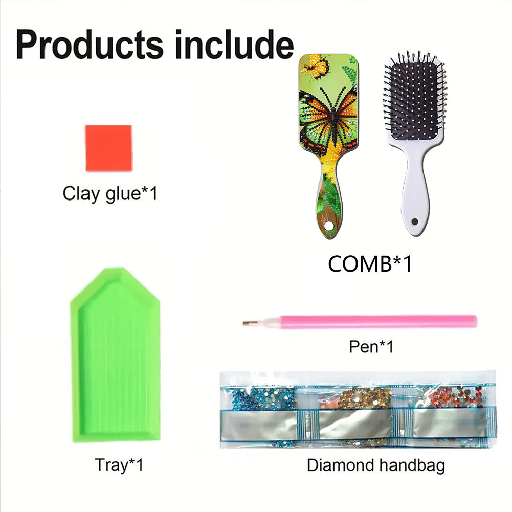 2pcs Crystal Diamond Hair Brush DIY Craft Supplies Crystal Air Cushion for Women