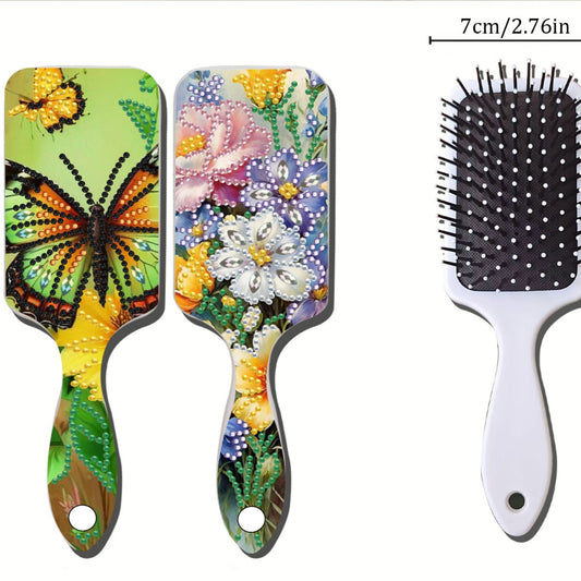 2pcs Crystal Diamond Hair Brush DIY Craft Supplies Crystal Air Cushion for Women