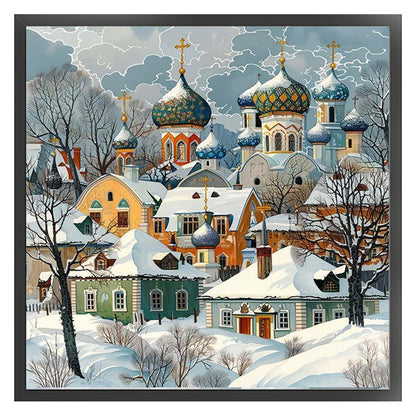 Winter Snow Town - 11CT Stamped Cross Stitch 50*50CM