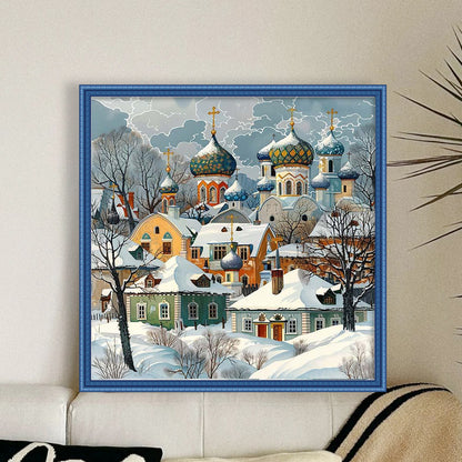 Winter Snow Town - 11CT Stamped Cross Stitch 50*50CM