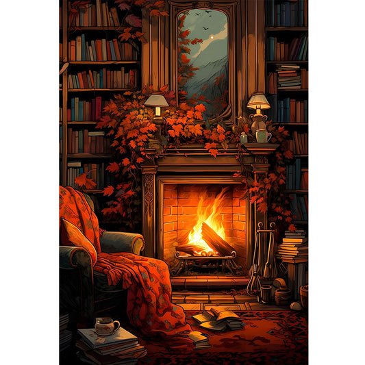 Fireplace By The Window - 11CT Stamped Cross Stitch 40*60CM
