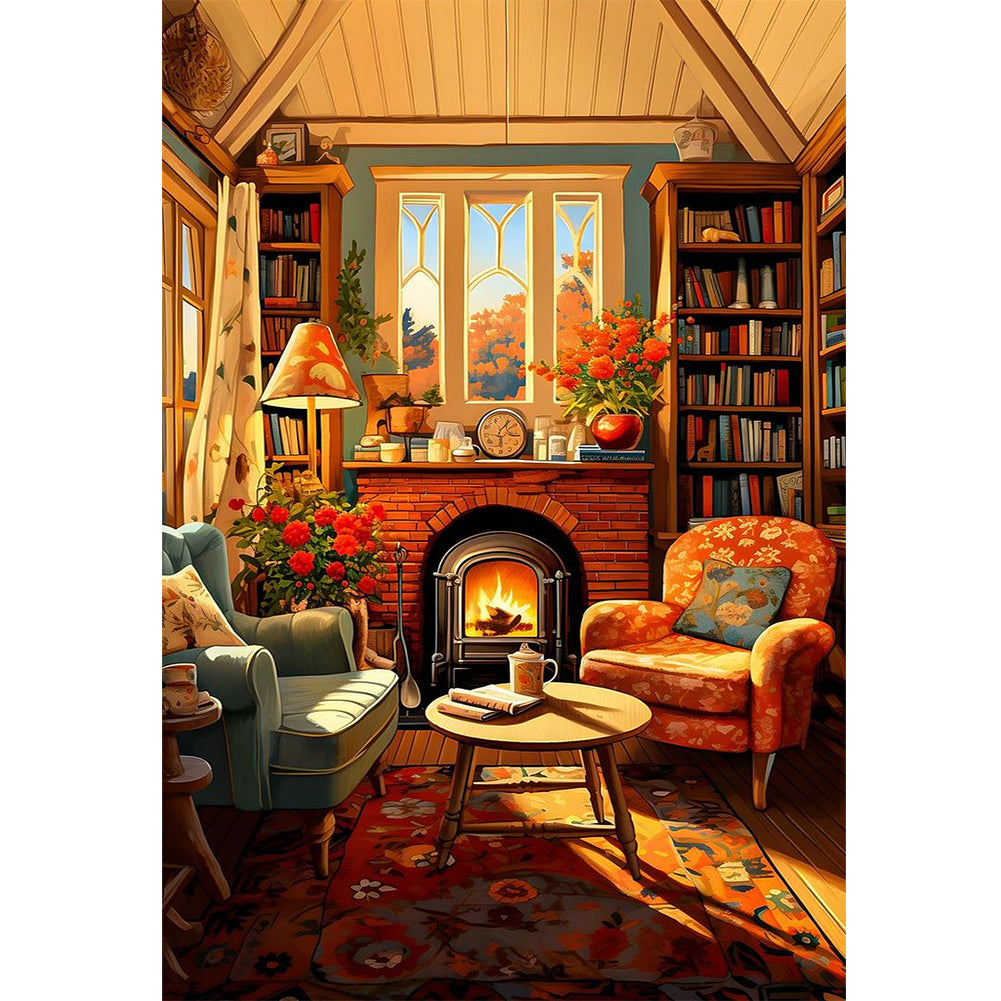 Fireplace By The Window - 11CT Stamped Cross Stitch 40*60CM