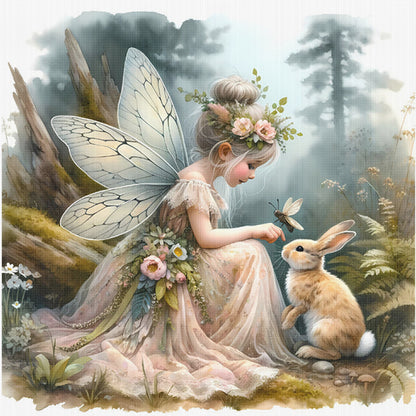 Forest Fairy And Rabbit - 14CT Stamped Cross Stitch 40*40CM