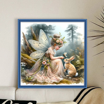 Forest Fairy And Rabbit - 14CT Stamped Cross Stitch 40*40CM