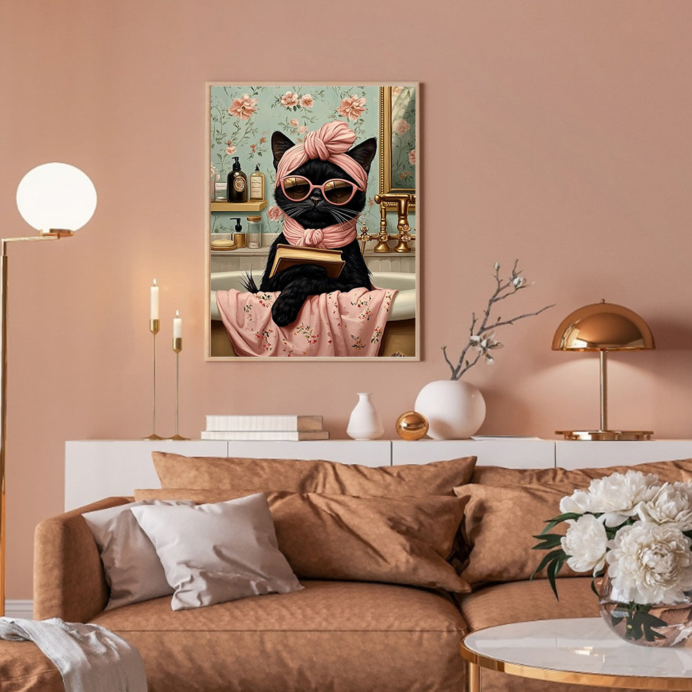 Rich Black Cat - Full Round Drill Diamond Painting 30*40CM