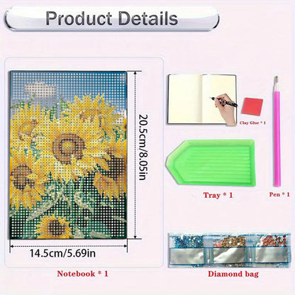 5D DIY Diamond Art Painting Notebook Kit Crystal Notepad Sketchbook for Birthday